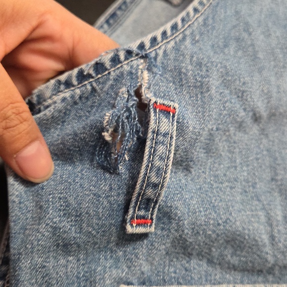 Ikeda Vintage Denim Overalls Shorts 100% Cotton Distressed Y2K Workwear Romper - Picture 10 of 11